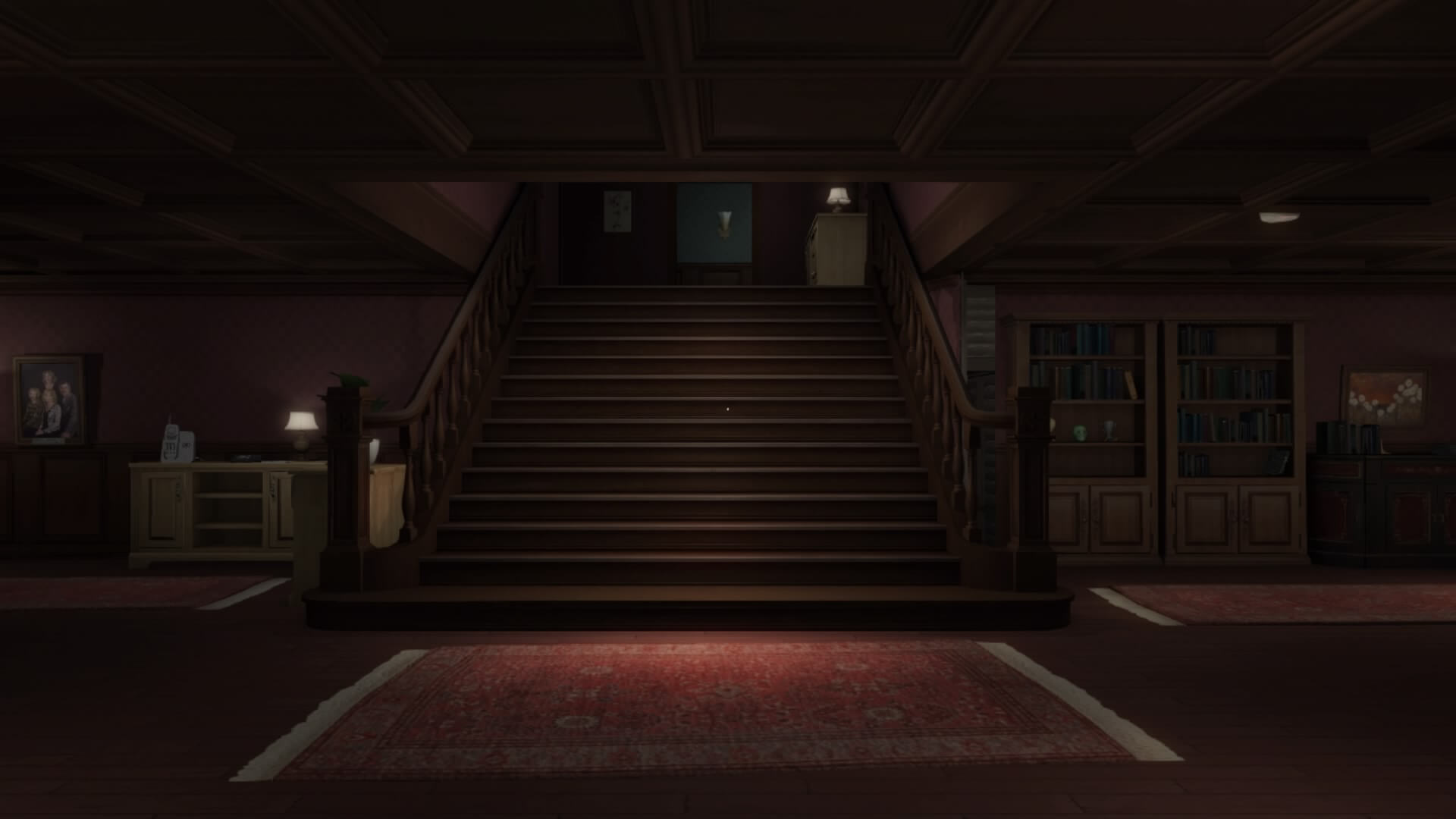 
  
    Este é o hall da sua casa, lembra um pouco a mansão de Resident Evil!
  

