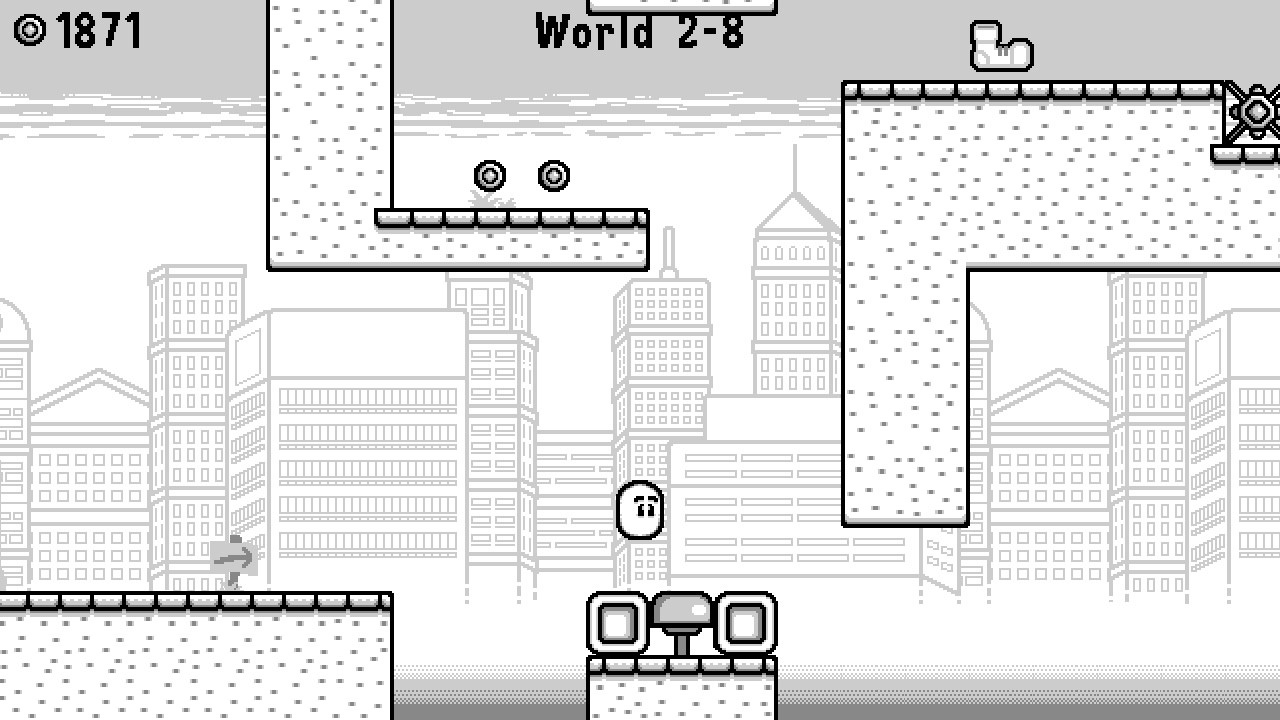 
  
    O visual do jogo é em pixelart minimalista em tons de cinza, estilo Game Boy! Bem legal.
  
